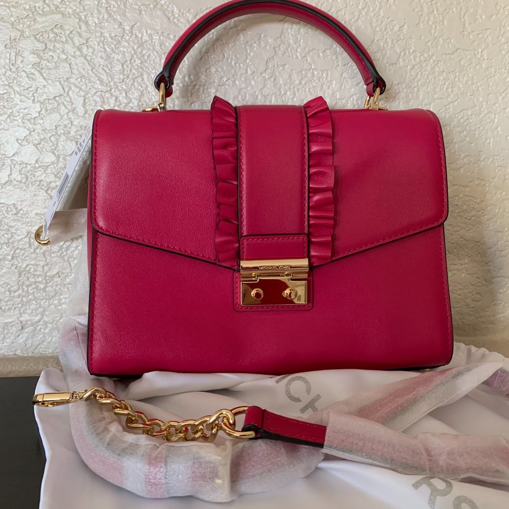 Michael Kors Pink Satchel with Gold Accents